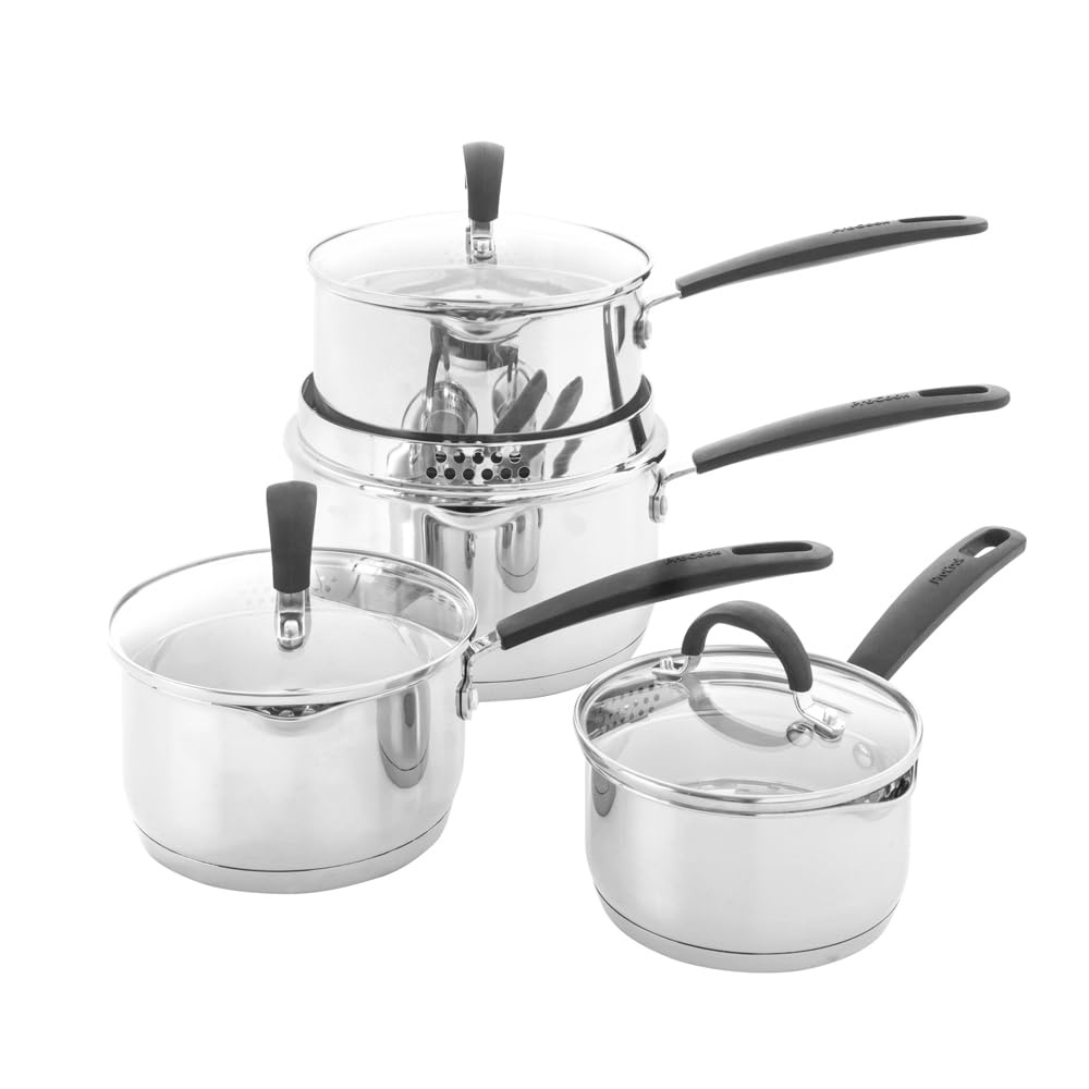 ProCook Gourmet Stainless Steel Saucepan Set with Stay Cool Handles Uncoated Induction & Dishwasher Safe Cookware - 4 Piece, 14/16/18/20 cm