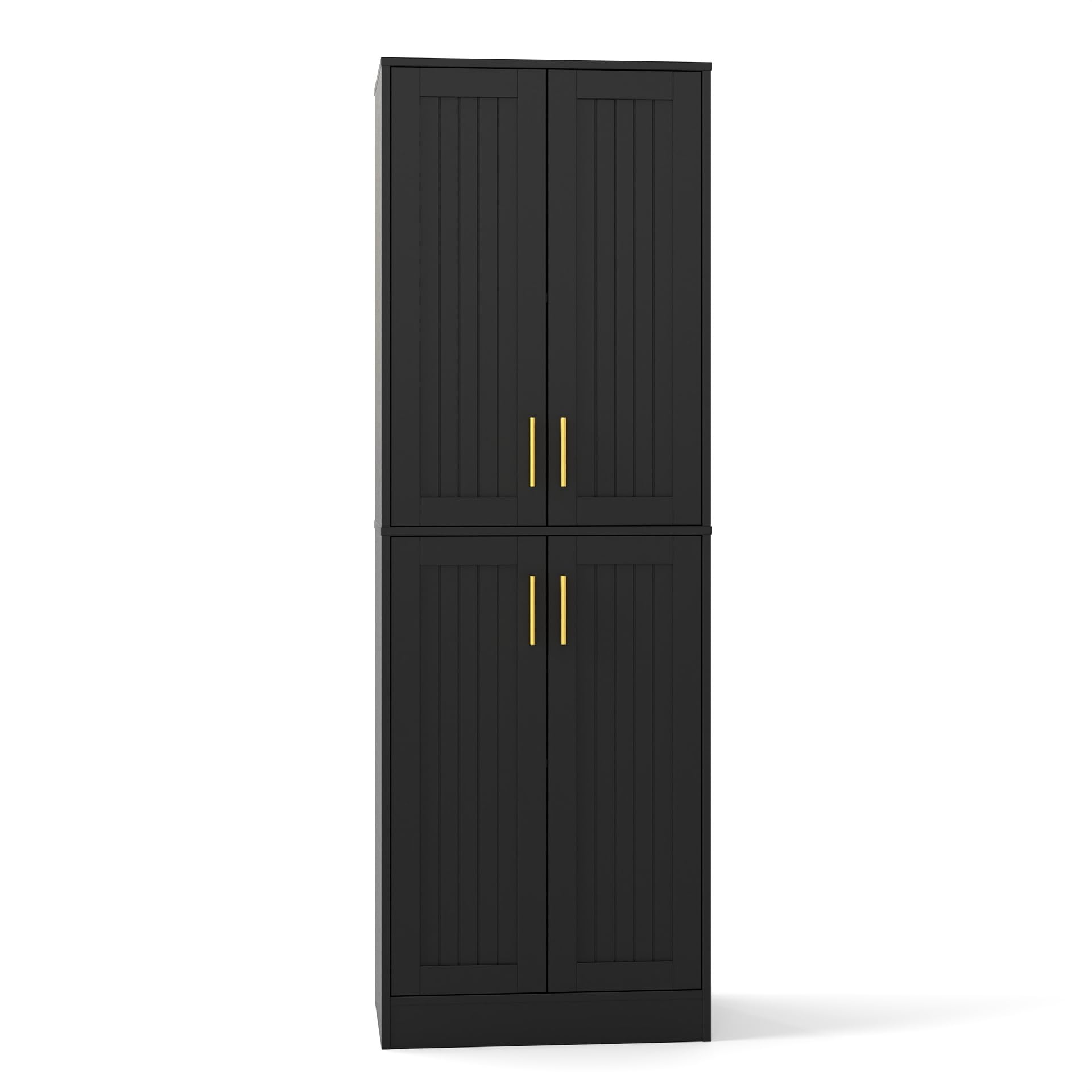 Gdchanyiyi Kitchen utensil cabinet, modern storage cabinet with 4 doors and 2 adjustable shelves, cabinets for dining room and laundry room, black