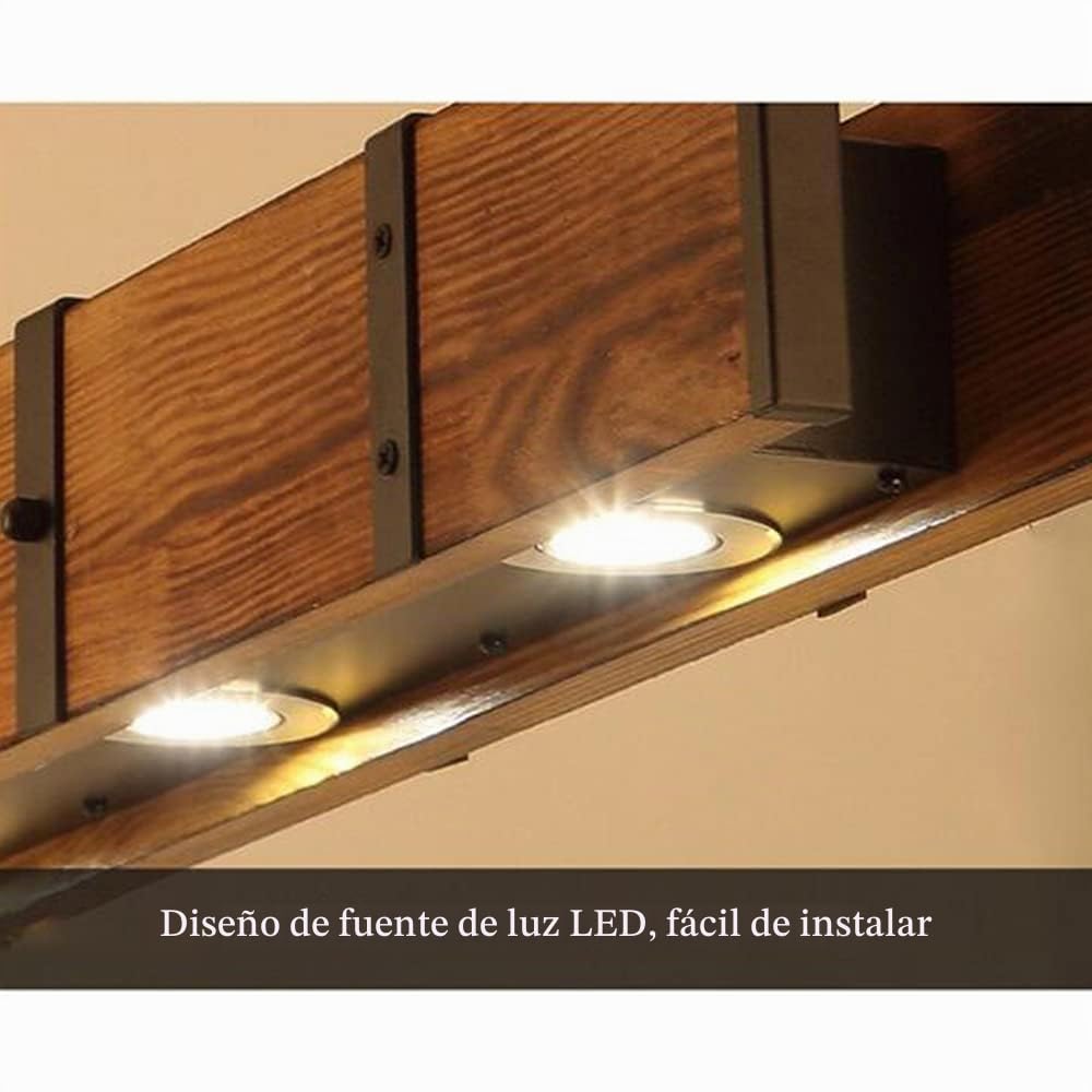 Lámpara Colgante De Madera Rústica Luz Colgante LED Mesa De Comedor Lámparas Colgantes Retro Altura Ajustable Luz De Techo Industrial Vintage Oficina Cafe Bar Iluminación De Loft Creativo Araña