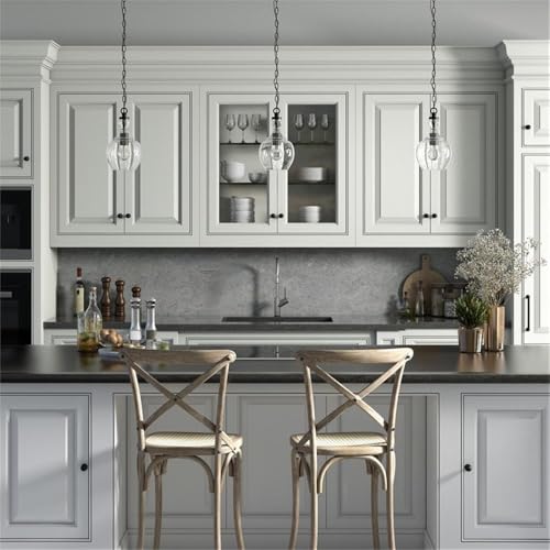 Henn&Hart 7" Wide Pendant with Glass Shade in Blackened Bronze/Seeded, Pendant, Flush Mount Ceiling Light Fixture for Kitchen, Living Room by Henn&Hart - Image 5