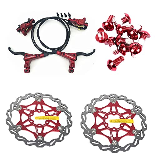 SUMC Zoom Hydraulische Scheibenbremsen Mountainbike-Sets MTB-Set vorne und hinten mit schwimmendem Scheibenrotor 160 mm und roten Schrauben