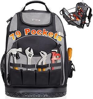 79 Pockets Tool Backpack for Men, HVAC Tool Bag BackPack Heavy Duty, Electrician Tool Backpack, Laptop Tool Backpack, Plumbing Tool Backpack, Tool Backpack for Construction, Durable Zipper