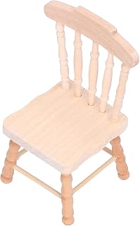 Fdit Silla de Casa de Muñecas en Miniatura, Diseño Retro, Artesanía Fina, Accesorios de Casa de Muñecas de Abedul para Decoración de Dormitorio/Sala de Estar 1:12 (Silla de Madera para Coche