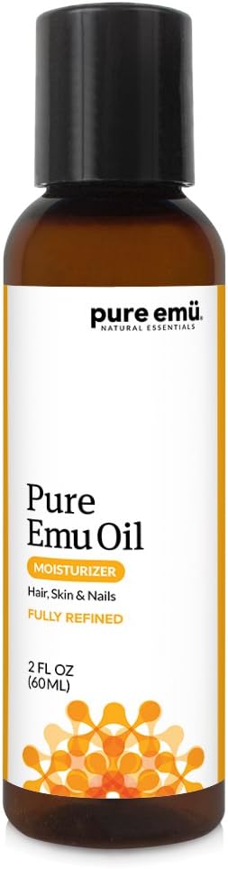 PURE EMU Emu Oil: Pure, Fully Refined Emu Oil For Hair, Skin & Nails | Natural, Safe & Hormone-Free | Clear, Odorless, and Highly Stable | Nature’s Greatest Moisturizer, 2 fl oz