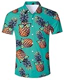 ALISISTER Men's Hawaiian Shirt Pineapple Sunglasses Button Down Short Sleeve Shirts Funny Novelty Tropical Beach Tops