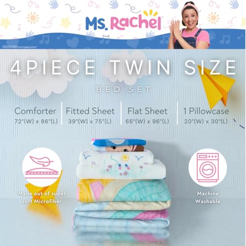 Image of Ms. Rachel Educational Adventures Kids Bedding Super Soft Microfiber Comforter and Sheet Set, 4 Piece Twin Size, (Officially Licensed Product) By Franco