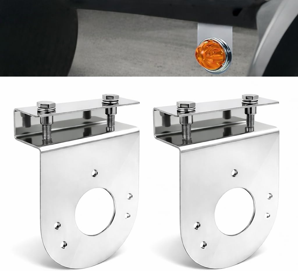 2PCS Watermelon Light Brackets, 90° Angled Clamp-On Frame Mount for Under Glow Lights, 304 Mirror-Polished Stainless Steel, 2mm Thick, No Drilling Required, Universal for Semi Trailers Trucks Pickups