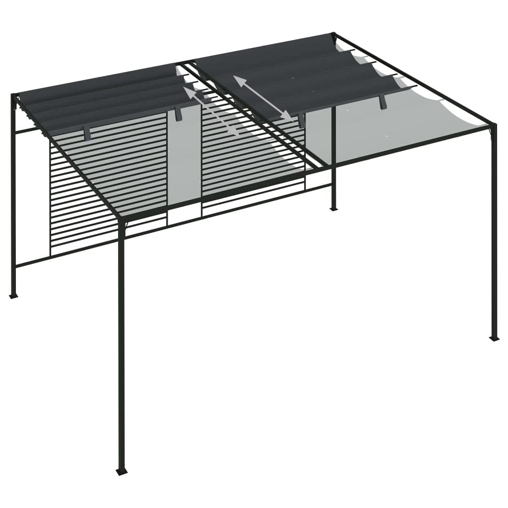 Tende a padiglione， Tetto Retrattile,Da Giardino Gazebo,Tende a padiglione， Zanzariera Adatto Per Terrazze, Balconi, Piscine, Giardini, Campeggio, Eventi 4x3x2,3 M Antracite