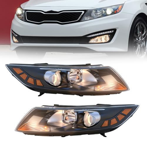 CZDONGY Headlight Assembly Compatible with 2011 2012 2013 Kia Optima Halogen Headlight Projector w/o LED w/Bulb (Left and Right)