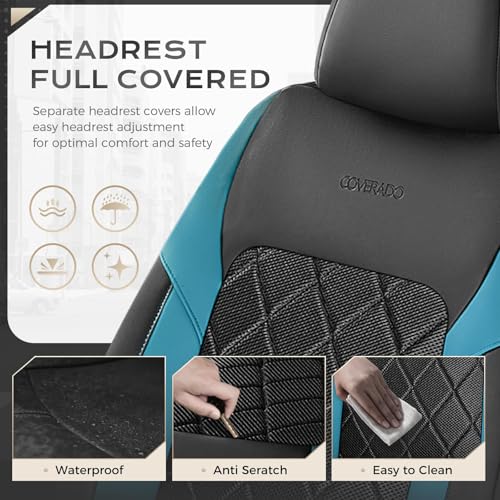 Image of Coverado Car Seat Covers, Front Seat Covers, 2 Front Automotive Seat Cover, Mesh Breathable Seat Protectors, Universal Fit for Most Cars