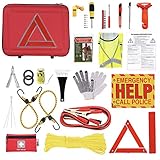 Thrive First Aid Roadside Kit & Jumper Cable – 104 Piece Emergency Roadside Car Kit – Emergency...