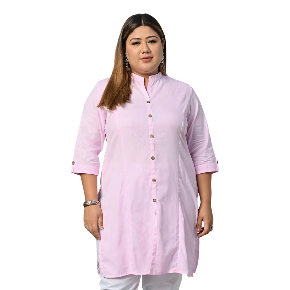 Vastraa FusionWomen's Cotton Plus Size Solid Kurti Available Multiple Colors