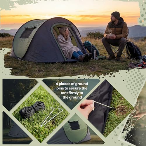 Carpa pop-up para camping 2 personas, portátil miniatura 4