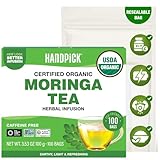 HANDPICK, Organic Moringa Tea Bags (100 Count), Pure Moringa Leaves | Authentic Indian Origin | Caffeine Free, Non GMO | Round Eco-conscious Teabags