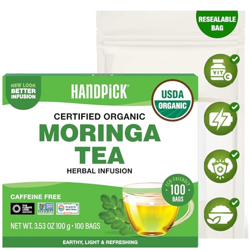 HANDPICK Organic Moringa Tea Bags (100 Count)