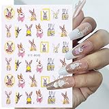 Easter Nail Decals Cute Bunny Nail Stickers 3D Self Adhesive Cartoon Rabbit Nail Art Stickers Spring