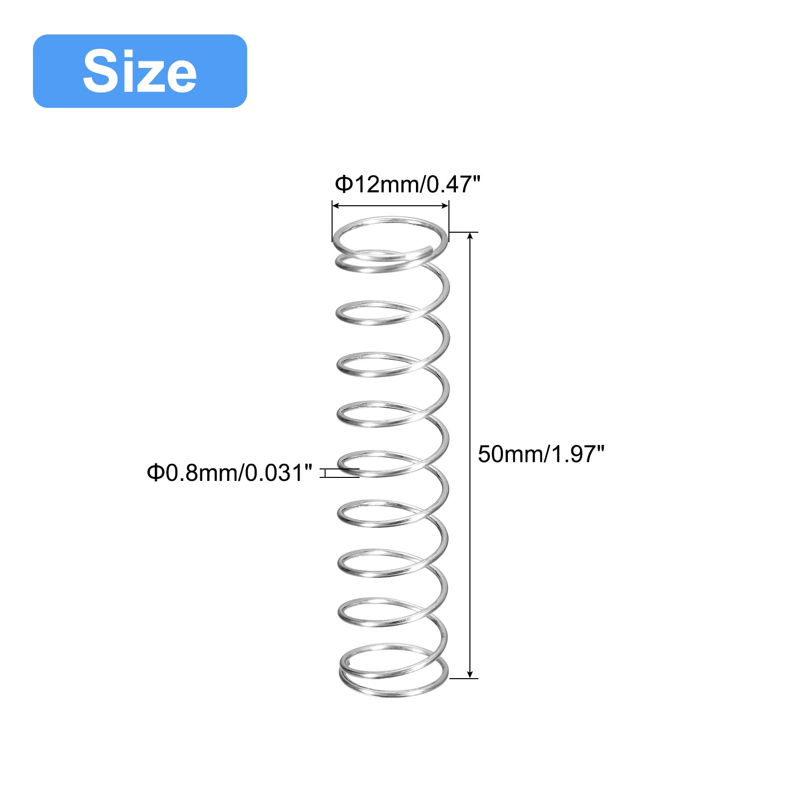 Acciaio INOX 302 molle a compressione, 1,8 cm diametro x 0,2 cm filo