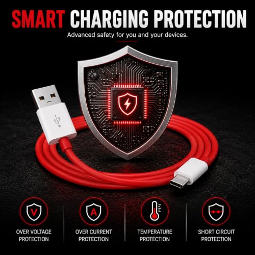 Image of Maxonar 100W USB-A to USB-C Fast Charging Cable Compatible with OnePlus 15, 15R, 13, 13R, 12, 12R, 11, 11R, 10, 10R, 9, 9R, 8, 8T, Nord 5 /4 /3 /2, CE 4 /3 /2 Lite & All USB-C Devices