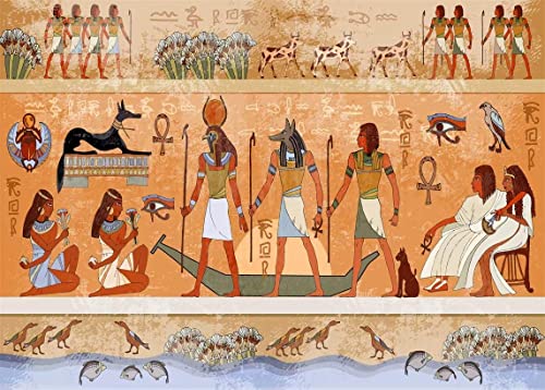 BELECO 7x5ft Fabric Egyptian Backdrop Ancient Egypt Scene Mythology Godsand Pharaohs Hieroglyphic Temple Murals Phtography Backdrop for Party Decorations Supplies Photoshoot Photo Background Props