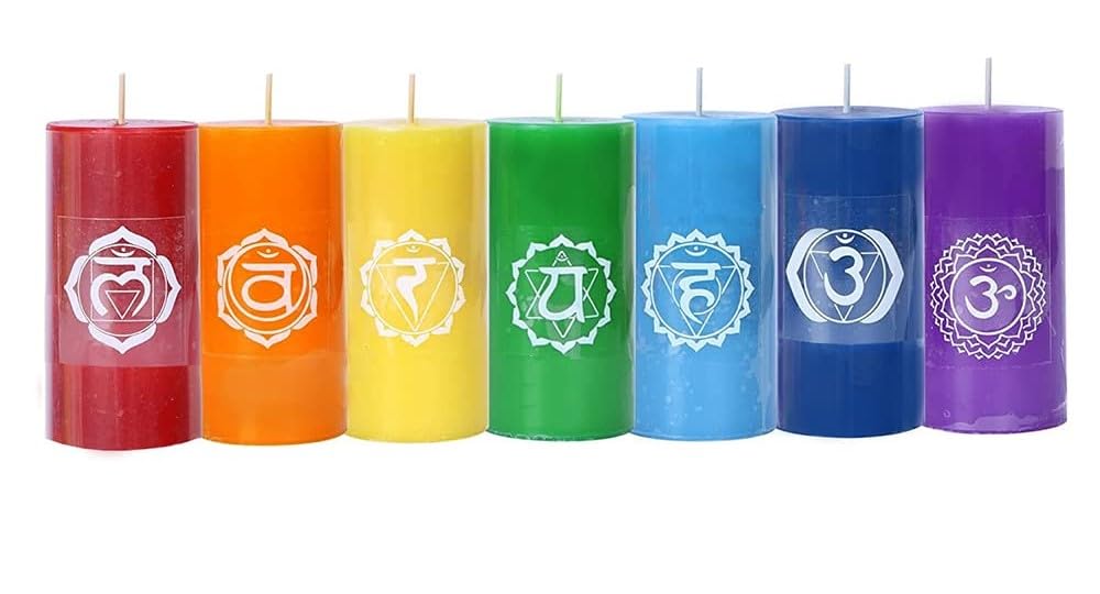 Decor Art 7 Chakra Candle Set | Candles for Aromatherapy, Meditation, Spa | Scented Candles for Gifting & Decoration - 7 Pcs - Multicolor