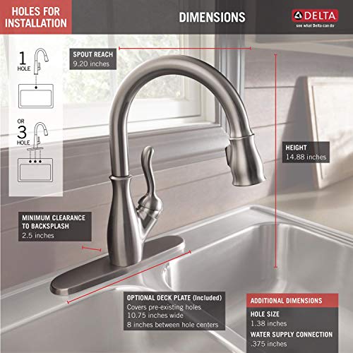 Delta Faucet Leland Single-Handle Kitchen Sink Faucet with Pull Down Sprayer, ShieldSpray Technology and Magnetic Docking Spray Head, SpotShield Stainless 9178-SP-DST