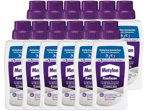 Metylan Raufaser Fertigkleister Konzentrat, Tapetenkleister für Raufasertapete, starker & schnell mischbarer Kleister zur sofortigen Verwendung, 12x500g