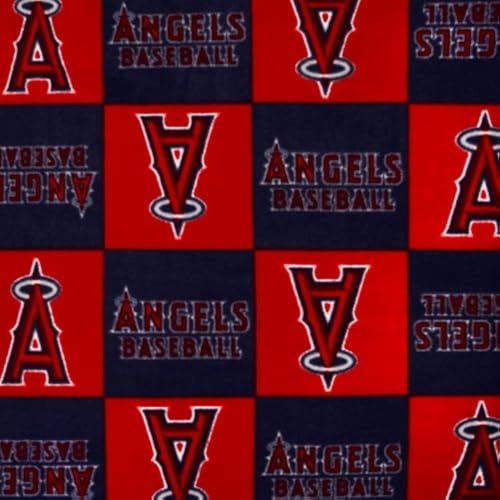 MLB Fleece Los Angeles Angels of Anaheim Blocks Red, Fabric by the Yard