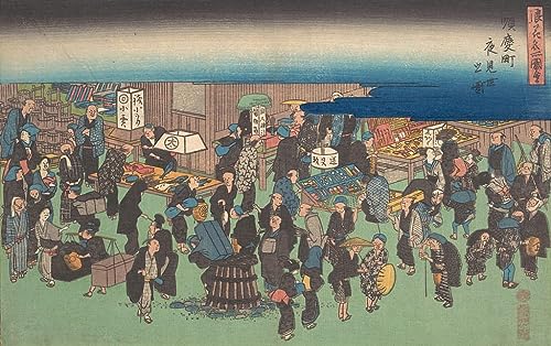 Lienzo Junkei Machi Yomise No Zu cuadro japonés de Ando Hiroshige 60x90cm para pared de casa