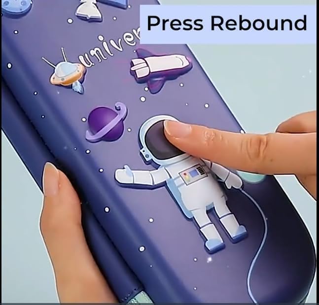 Image of WireScorts 3D Cover Eva Space Astronaut Theme Pencil Case Large Capacity Pencil Pouch, Space Pencil Case for Kids, Stylish Pen Holder Pouch Stationery Box