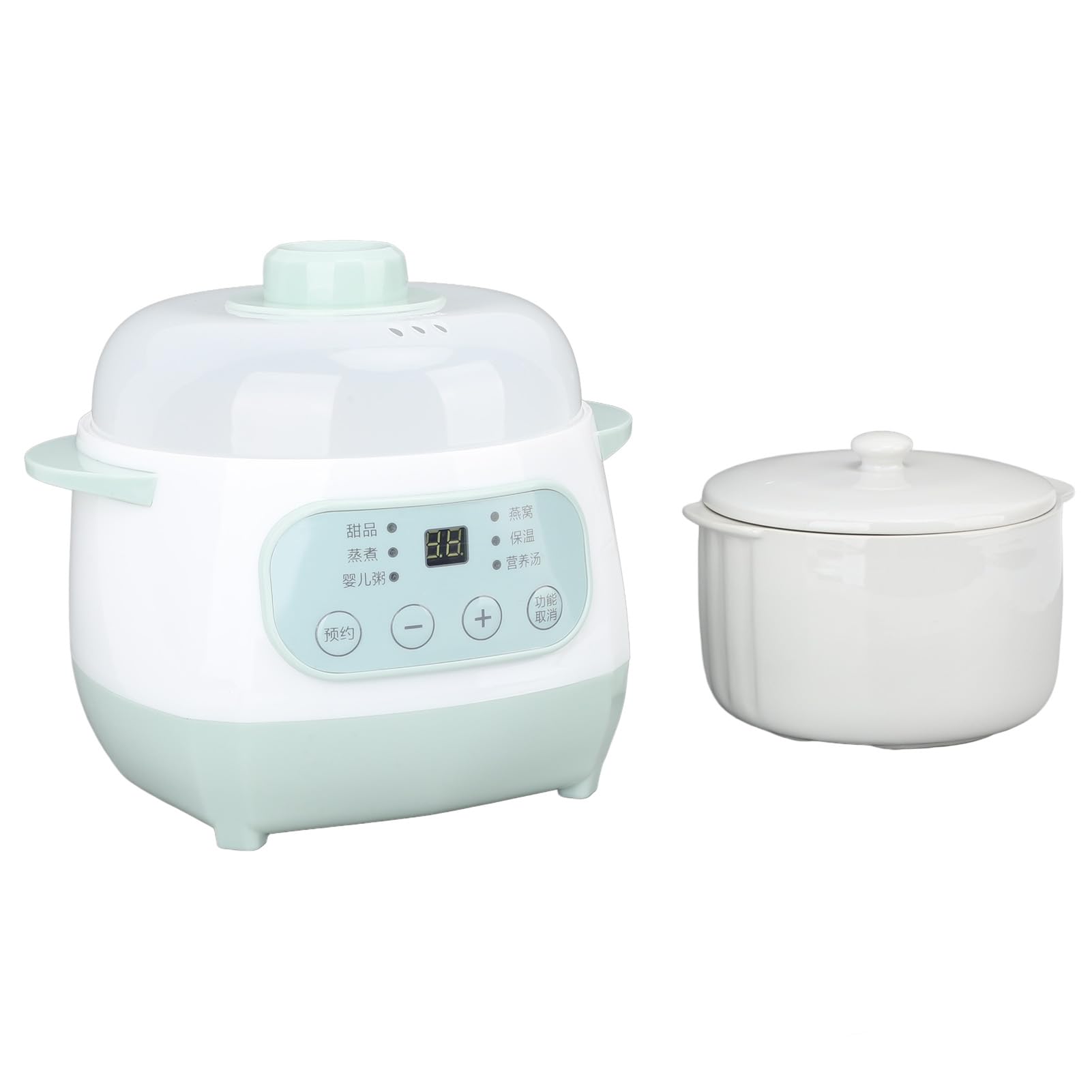 Mijoteuse électrique en Céramique 1L, 200W, pour Empêcher la Combustion à Sec, Marmite à Soupe, Cuiseur de Bouillie de Soupe, Marmite à Ragoût (Prise UE 220V)