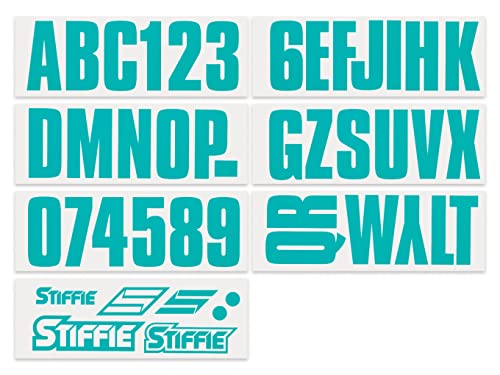 Image of Stiffie UNILINE 3 inch Alpha-Numeric Registration Identification Numbers Stickers Decals for Boats & Personal Watercraft (Candy Blue Super Sticky)