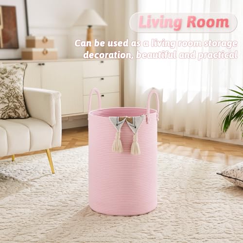 Image of Artfeel Laundry Basket,Woven Cotton Rope Laundry Hamper,60L for Decorative Storage of Dirty Clothes,Toys and Blankets in Bathroom,Baby Room and Living Room