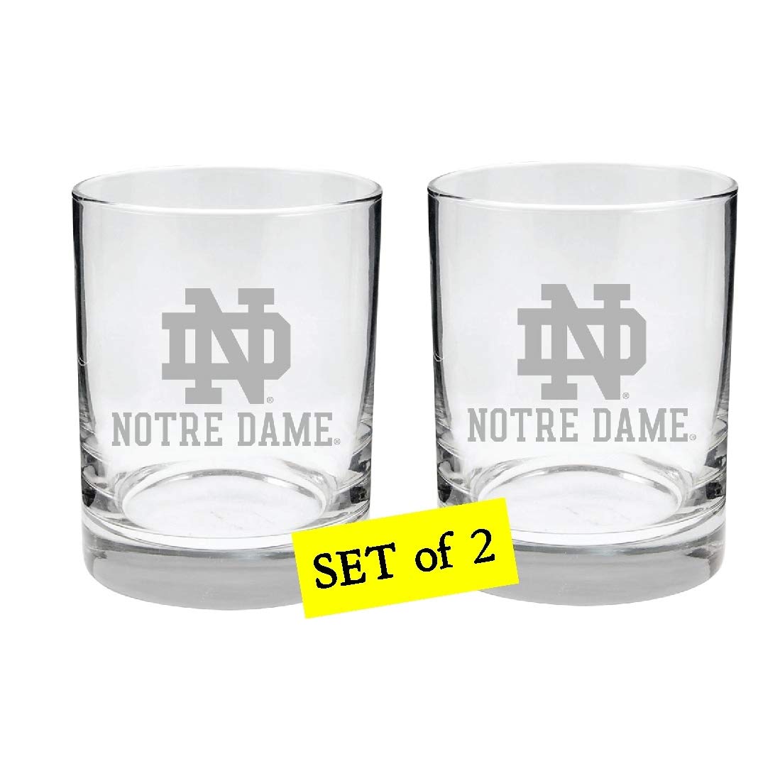 RFSJ INC. Notre Dame Fighting Irish Satin Finish Rock Glass Set of 2 14oz