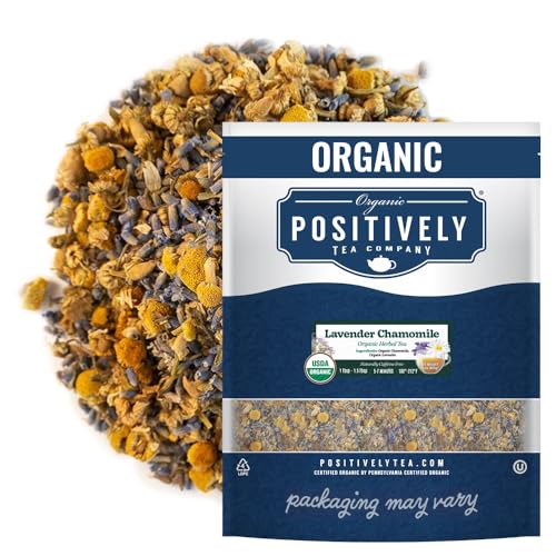 Image of Organic Positively Tea Company, Lavender Chamomile, Herbal Tea, Loose Leaf, 16 Ounce