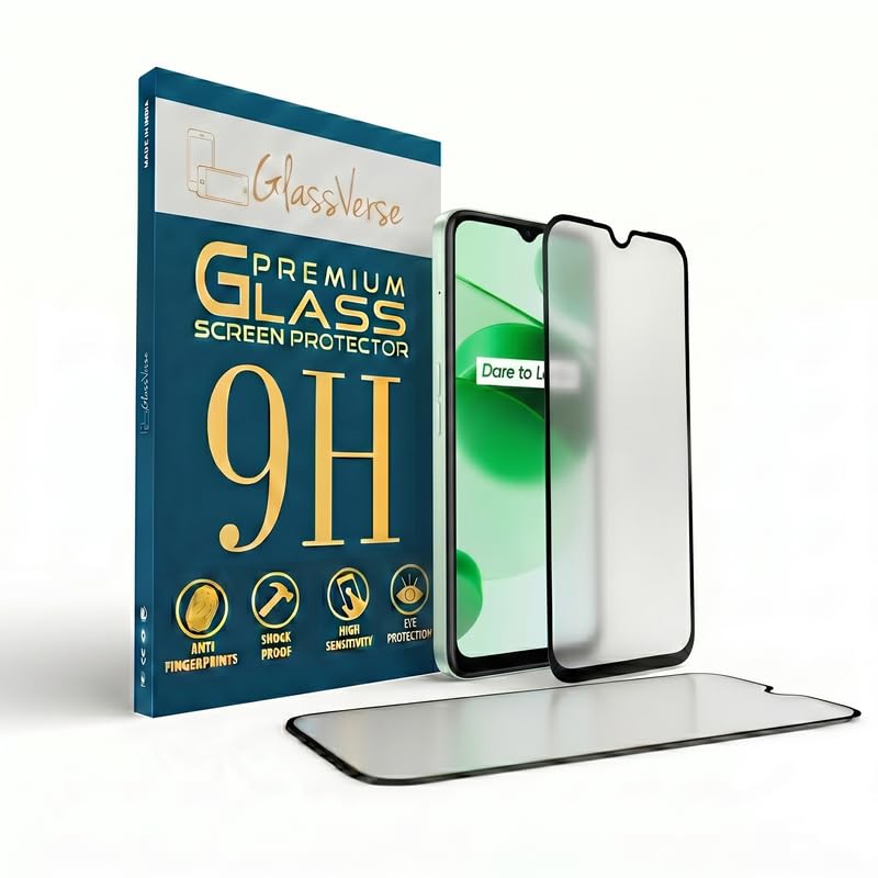 Image of GlassVerse Matte Tempered Glass for Realme C35 | Anti Glare, Smooth Touch Screen Protector, 9H Hardness, Edge to Edge, Case Friendly, Hassle-less Installation Kit Included. (Pack of 2)
