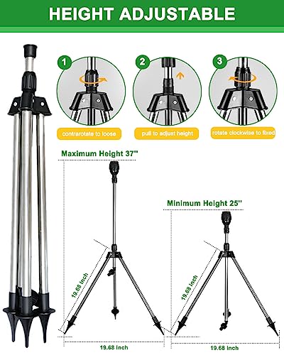 Rotating Tripod Sprinkler - 360 Degree Rotating Tripod Sprinklers For Yard Large Area - Garden Water Sprinkler For Lawn Long Range - Tall Garden Sprinkler On Tripod (Tripod Sprinkler - 1 Pack) #TOP4