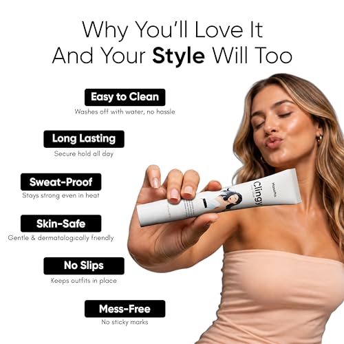 Image of Masofta Body Glue for Clothes & Skin - Liquid Fashion Tape Roll-On | Sweat-Resistant, Skin-Safe Adhesive for Strapless Dresses, Bra, Socks & Wigs | All-Day Hold | Non-Irritating | 20ml
