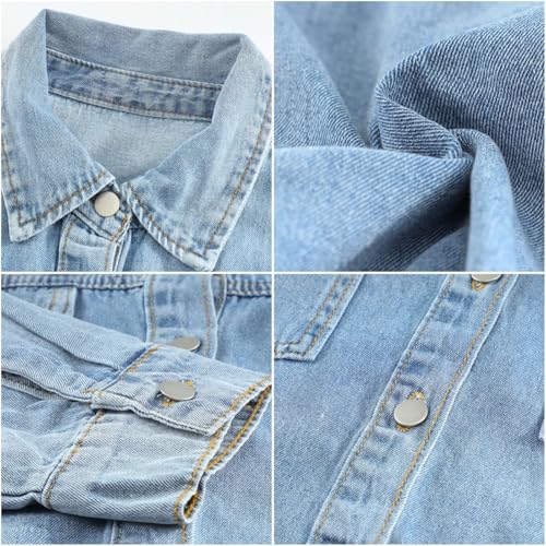 The Beauty North Denim Jacket, Denim Jacket for Women, Womens Oversized Button up Frayed Hem Shacket3