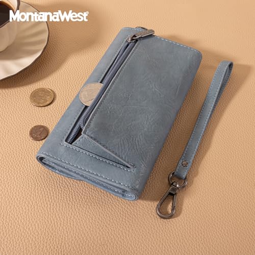 Image of Montana West Wallets for Women Large Phone Wristlet Wallets Trifold Money Organizers with Coin Purse and Wrist Strap