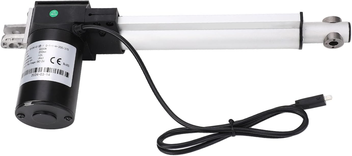6000N Electric Linear Actuator Heavy Duty Motor 200MM Stroke for Medical Equipment Auto Car (12V)