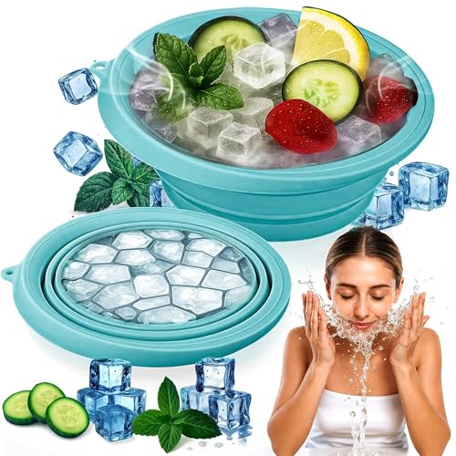 Image of Ice Face Bowl for Skin Care, Foldable Ice Water Bowl for Facial Dip, Reusable Cooling Bowl for Spa, Cold Therapy Bath Bowl for Beauty, Portable Ice Facial Bowl for Daily Skincare (Purple)