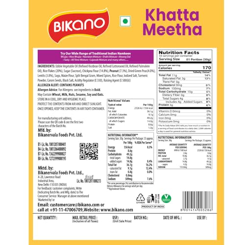 Image of Bikano Khatta Meetha Namkeen | Crunchy & Tasty namkeen | Khatta Meetha mixture, 1kg Pack (Pack of 3)