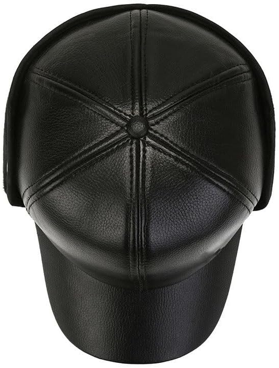 Men's Winter Hats for Middle Aged Elderly Leather Dad's Ear Warming Bump