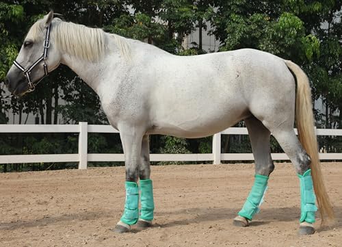 Image of LEAFOREST Horse Fly Boots Set of 4 - Non Slip Leg Protection for Donkey Mini Pony Draft, Breathable Mesh Fly Boots for Pasture & Barn Use Green Pony