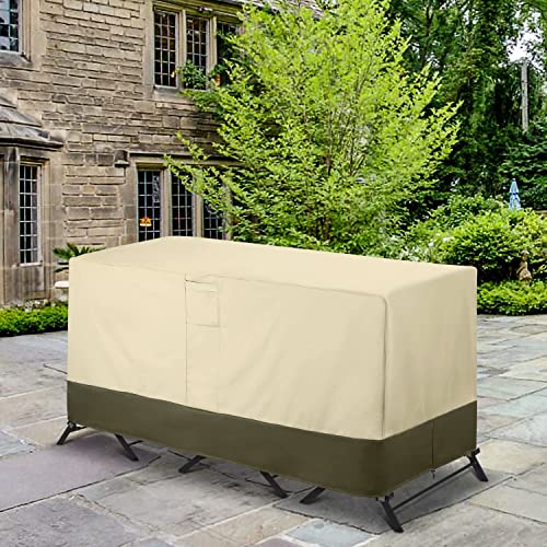 Sunpatio Waterproof Patio Bistro Set Cover, Durable Outdoor Furniture Cover For 3 Pieces Bistro Table And Chairs, Rectangular Table Cover, Bar Stools Set Cover, Beige And Olive, 80" W X 32" D X 30" H #TOP4