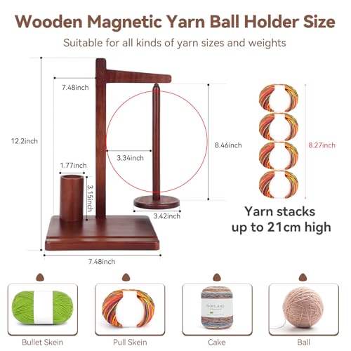 Aeelike Yarn Holder Magnetic, Wooden Yarn Holder for Crochet Crochet Yarn Holder Spinner - Image 3