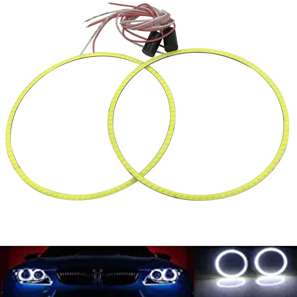 YSY1-Pair White 130MM COB LED Headlight Angel Eyes Bulb Halo Ring Lamp Light without Housing (130MM)