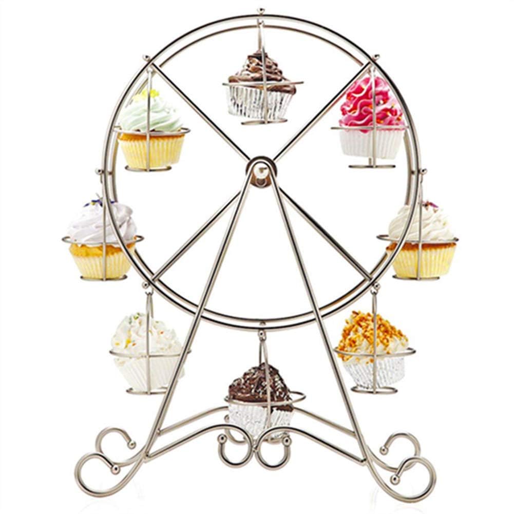TOPINCN Soporte para Cupcakes con Rueda de la Fortuna, Soporte Giratorio para Cupcakes de Postre, Soportes para Cupcakes de Acero Inoxidable, Exhibición de Postres para Fiestas de