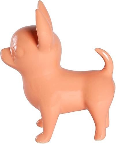 Miniatura 10 de Estatua de perro Chihuahua, estatua de perro de cerámica de pie gris oscuro mate, escultura decorativa para jardín o decoración del hogar, estatua