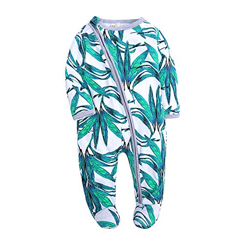 Kids Tales Baby Boys Long Sleeve Footies Zipper Romper Bamboo Pajama Onesies